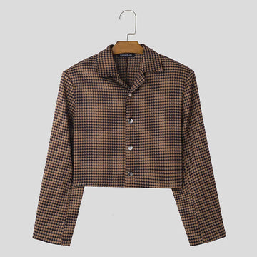 Riolio Men's Jackets Plaid Lapel Long Sleeve Button Fashion Casual Male Crop Coats Spring Streetwear Thin Jackets S-5XL INCERUN